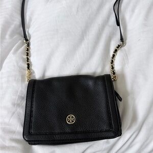 Tory Burch Black Crossbody Bag with Gold Accents